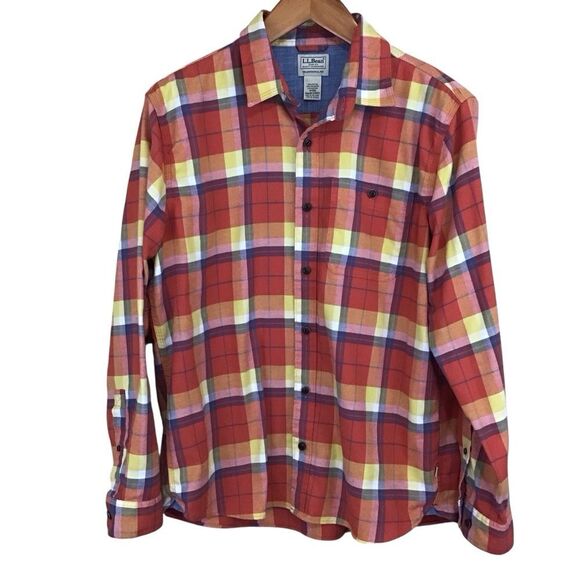 L.L. Bean‎ Men's Traditional Fit BeanFlex All Season Plaid Flannel Shirt M Reg - Picture 2 of 8